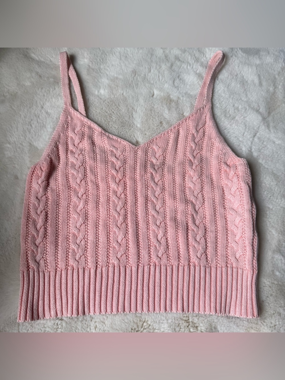 American Eagle medium knit peach pink tank top cropped